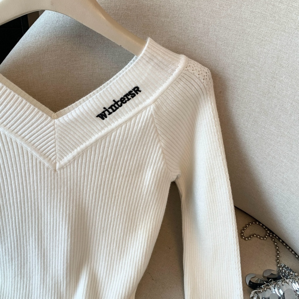 Light luxury splice sweater temperament tops for women