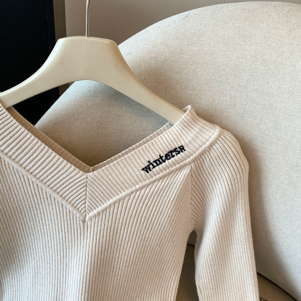 Light luxury splice sweater temperament tops for women