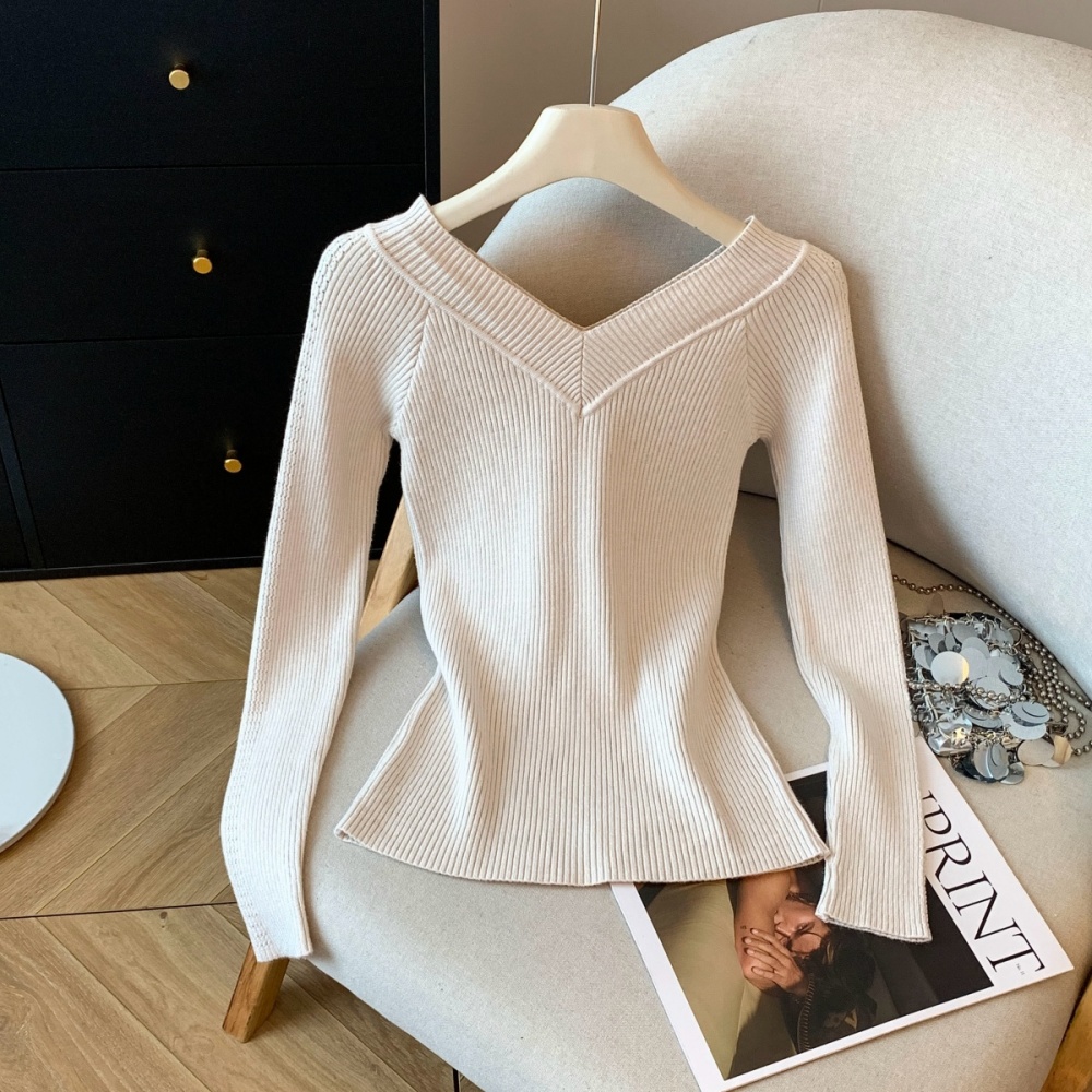 Light luxury splice sweater temperament tops for women