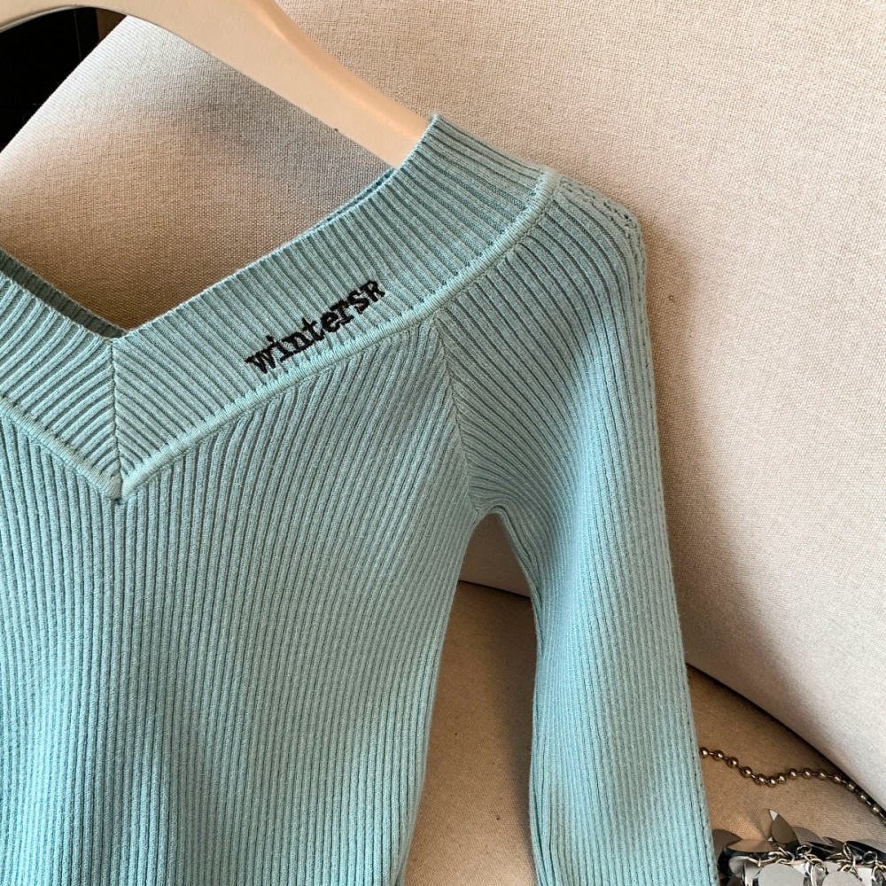 Light luxury splice sweater temperament tops for women