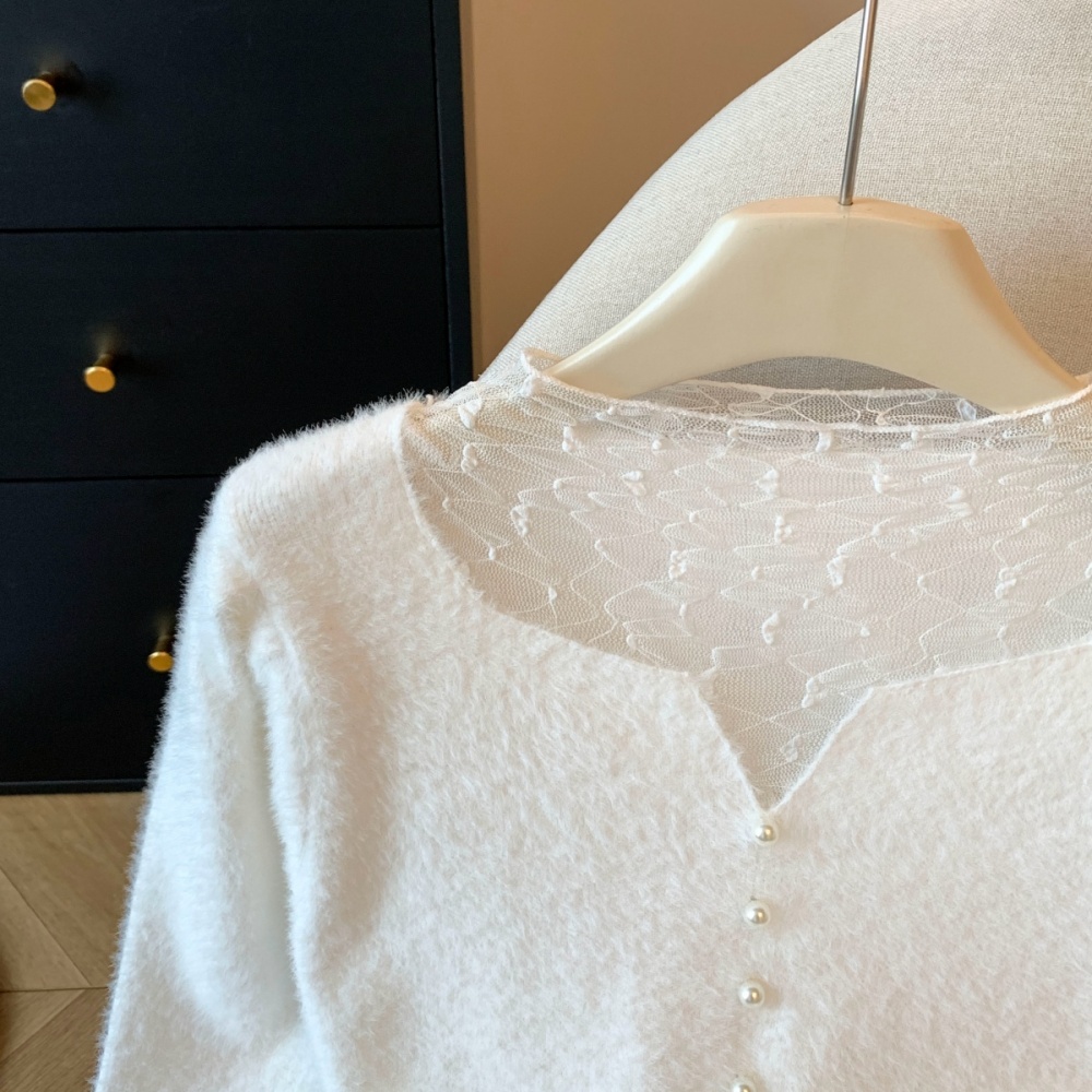 Lace sweet bottoming shirt splice sweater