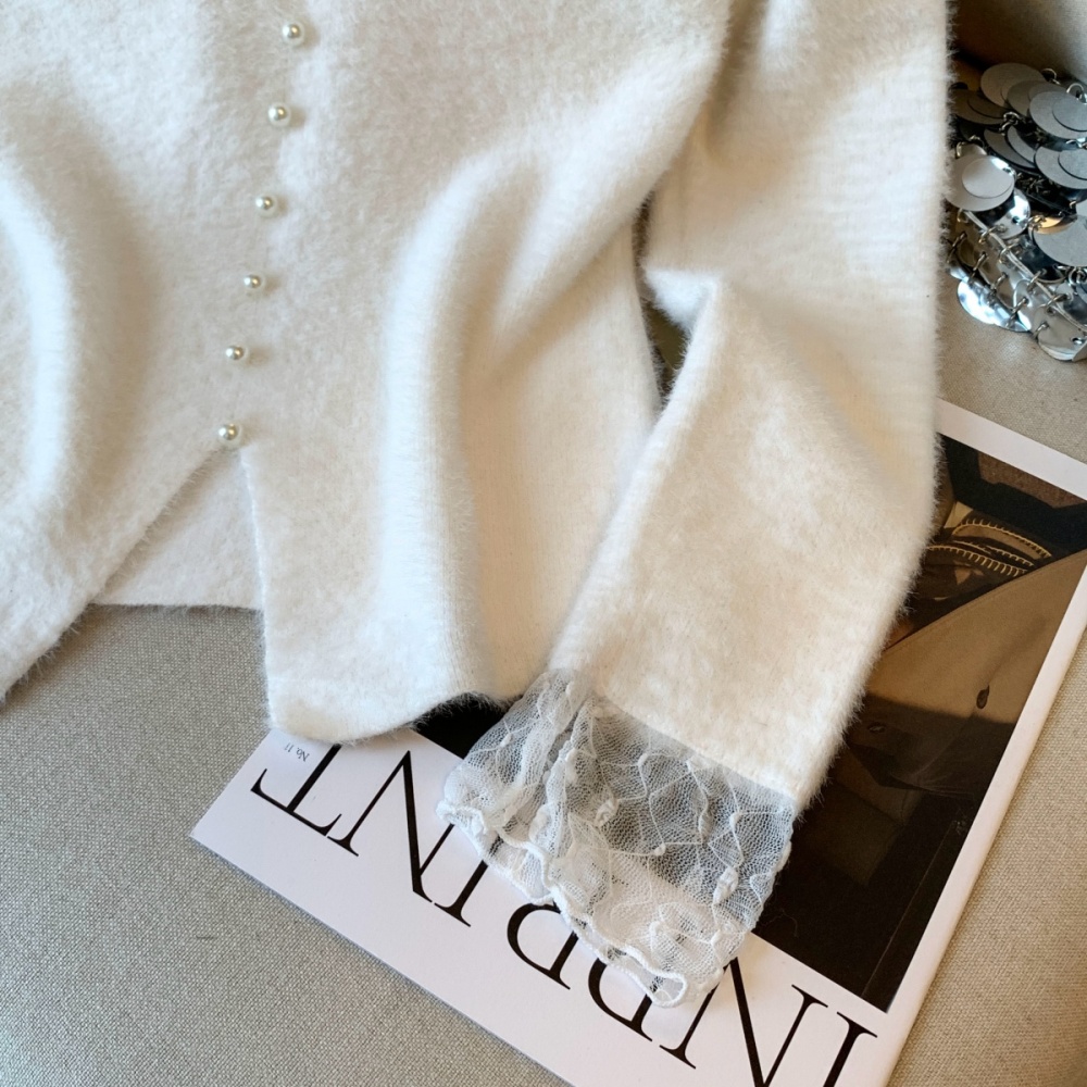 Lace sweet bottoming shirt splice sweater