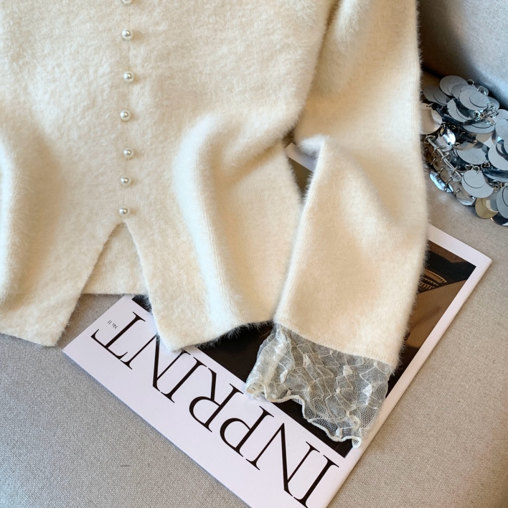 Lace sweet bottoming shirt splice sweater