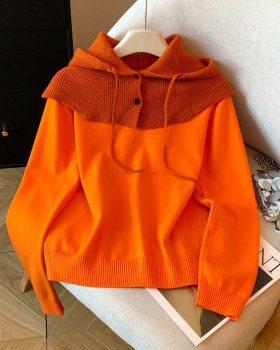 Winter round neck simple sweater Casual long sleeve wool cap