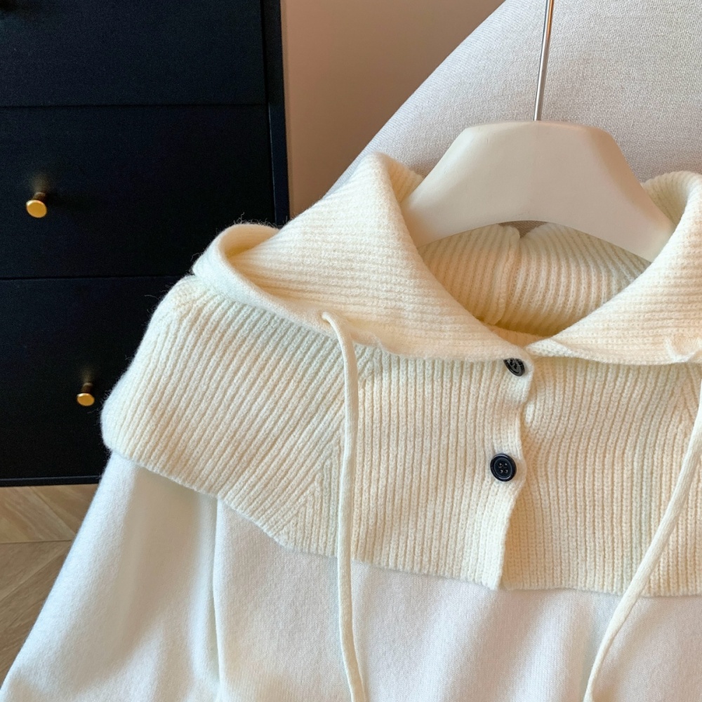 Winter round neck simple sweater Casual long sleeve wool cap