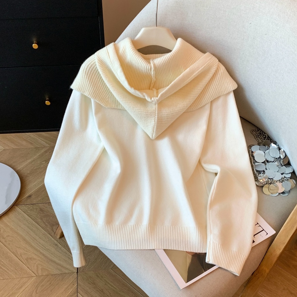 Winter round neck simple sweater Casual long sleeve wool cap