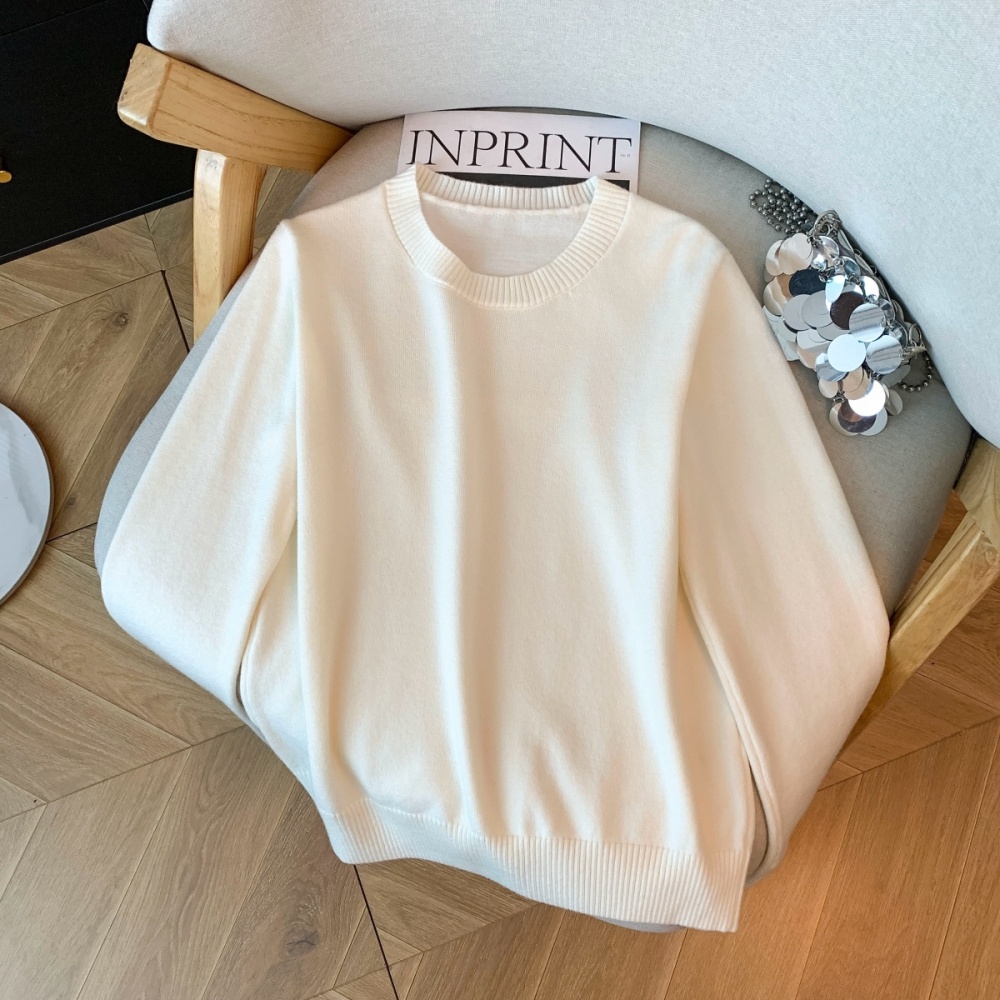 Winter round neck simple sweater Casual long sleeve wool cap