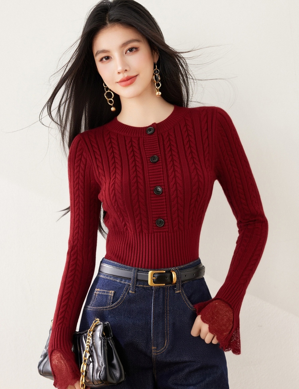 Inside the ride Korean style tops slim spring sweater