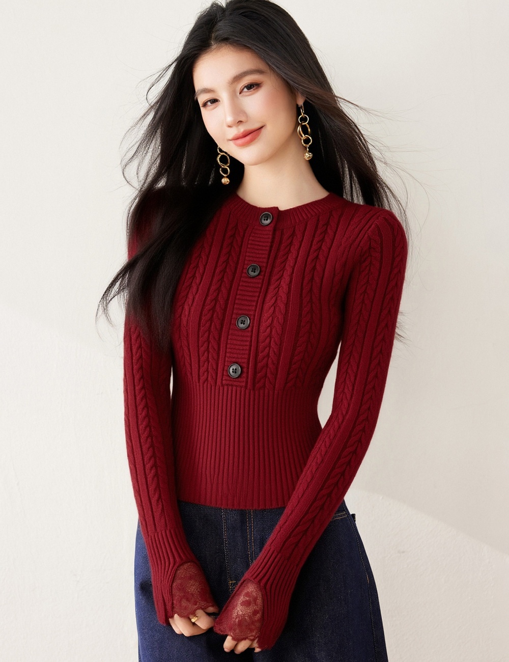 Inside the ride Korean style tops slim spring sweater