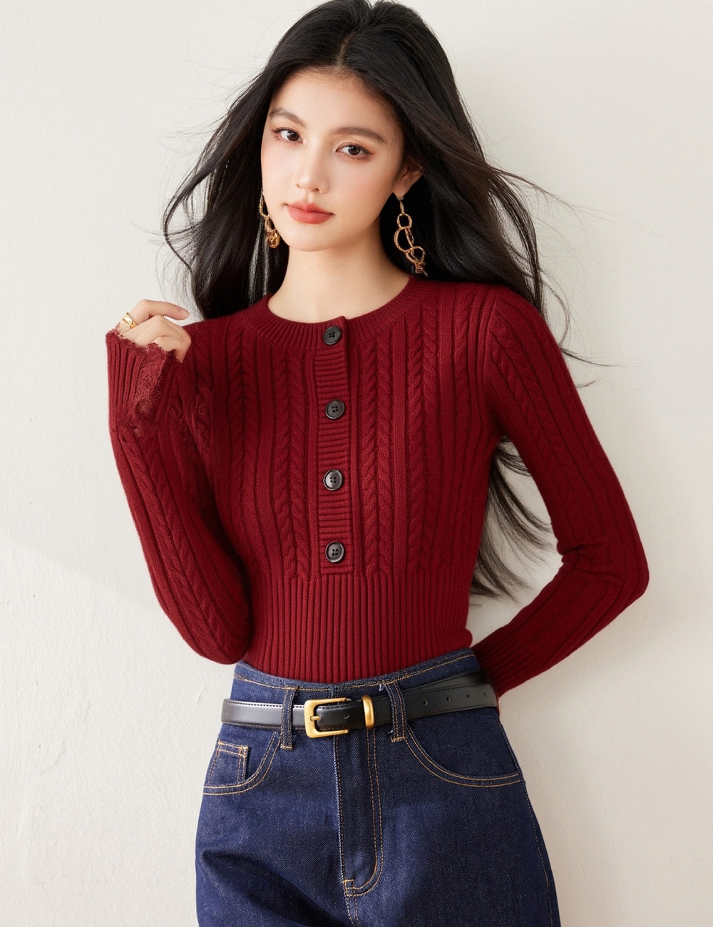 Inside the ride Korean style tops slim spring sweater