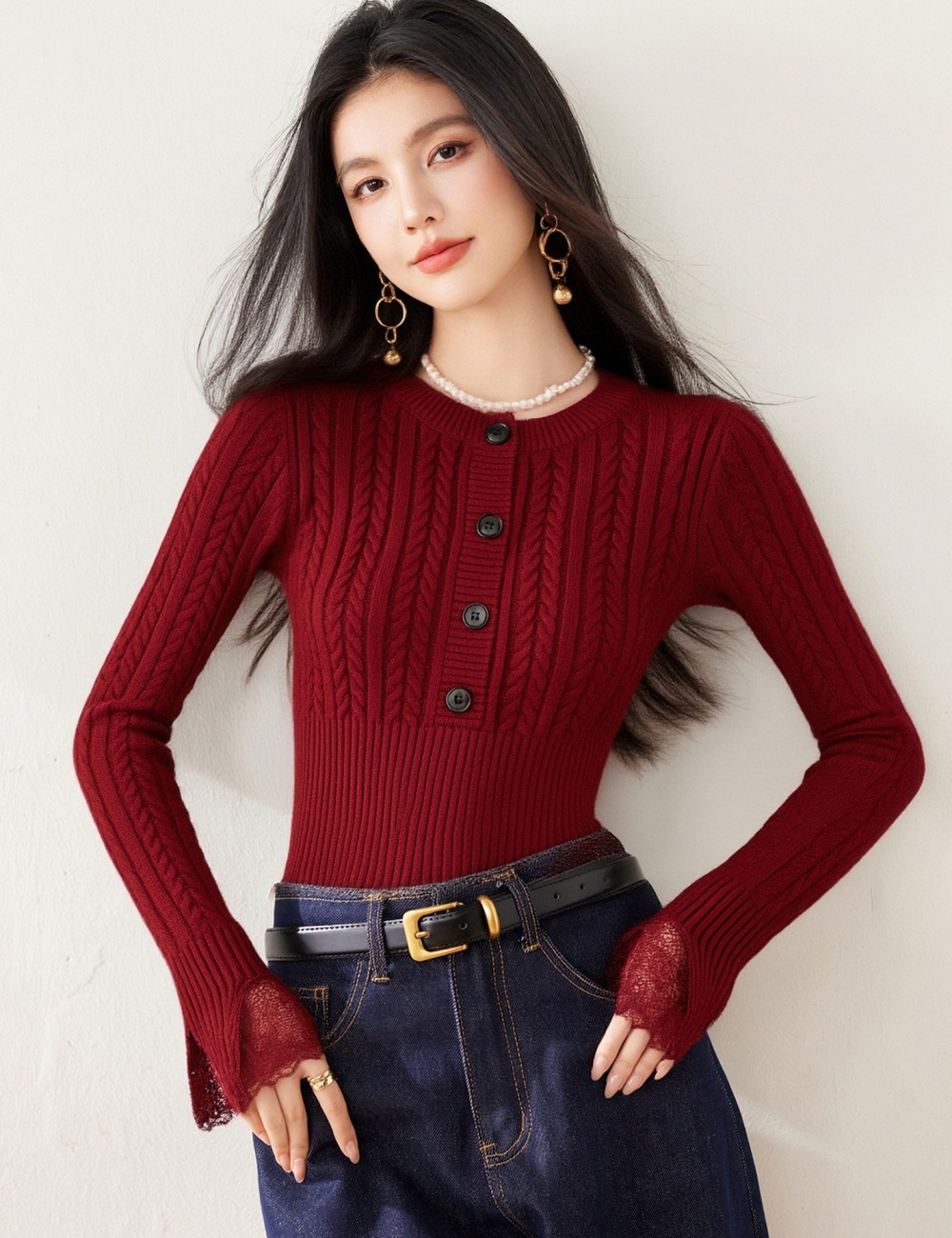 Inside the ride Korean style tops slim spring sweater