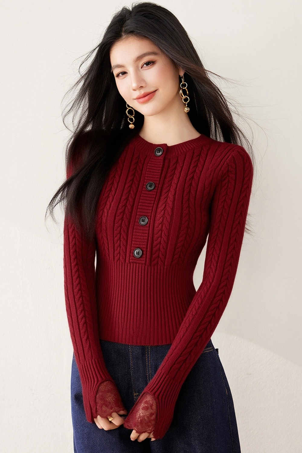 Inside the ride Korean style tops slim spring sweater