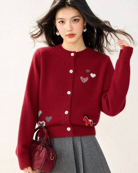 Embroidery knitted tops lazy winter sweater for women
