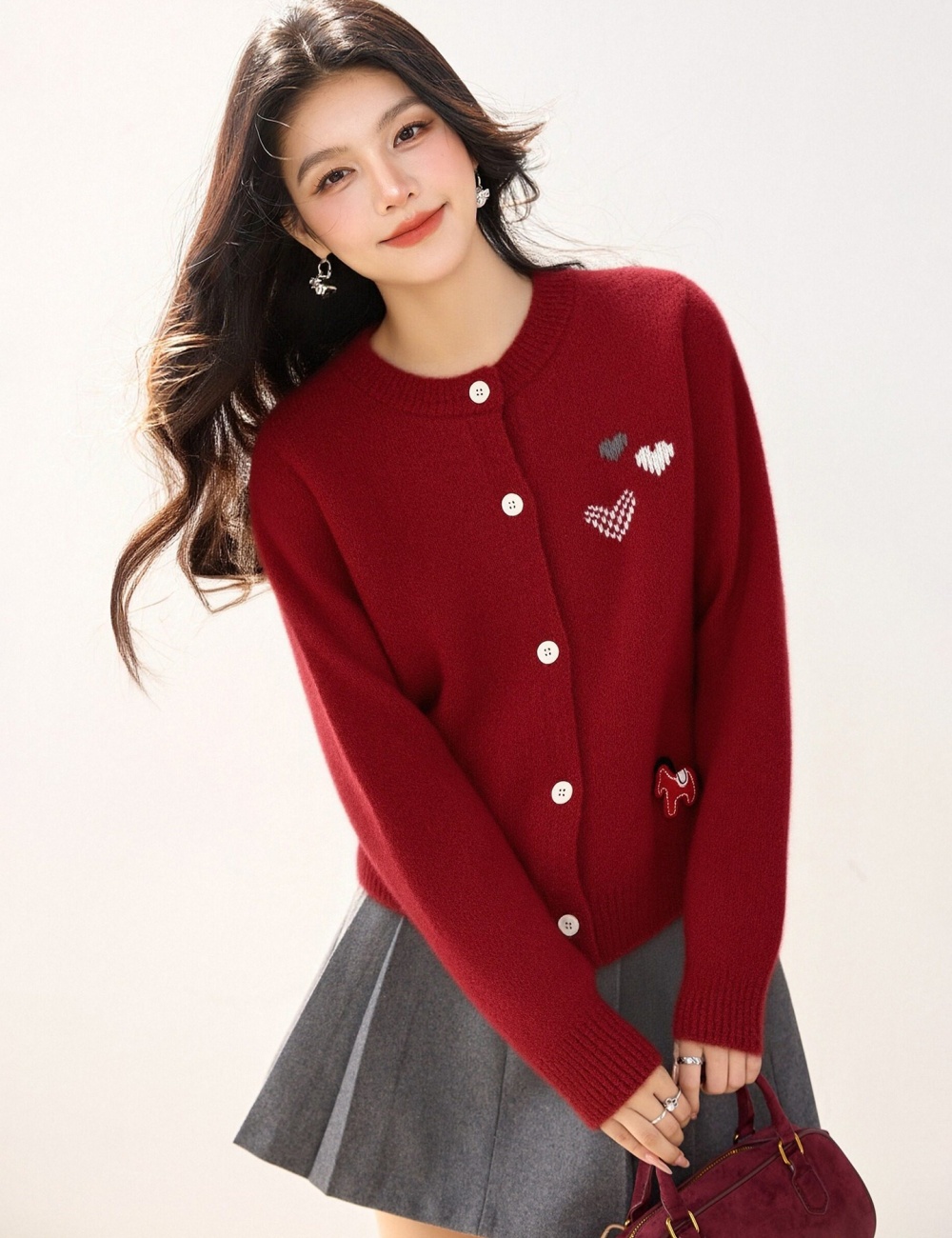 Embroidery knitted tops lazy winter sweater for women