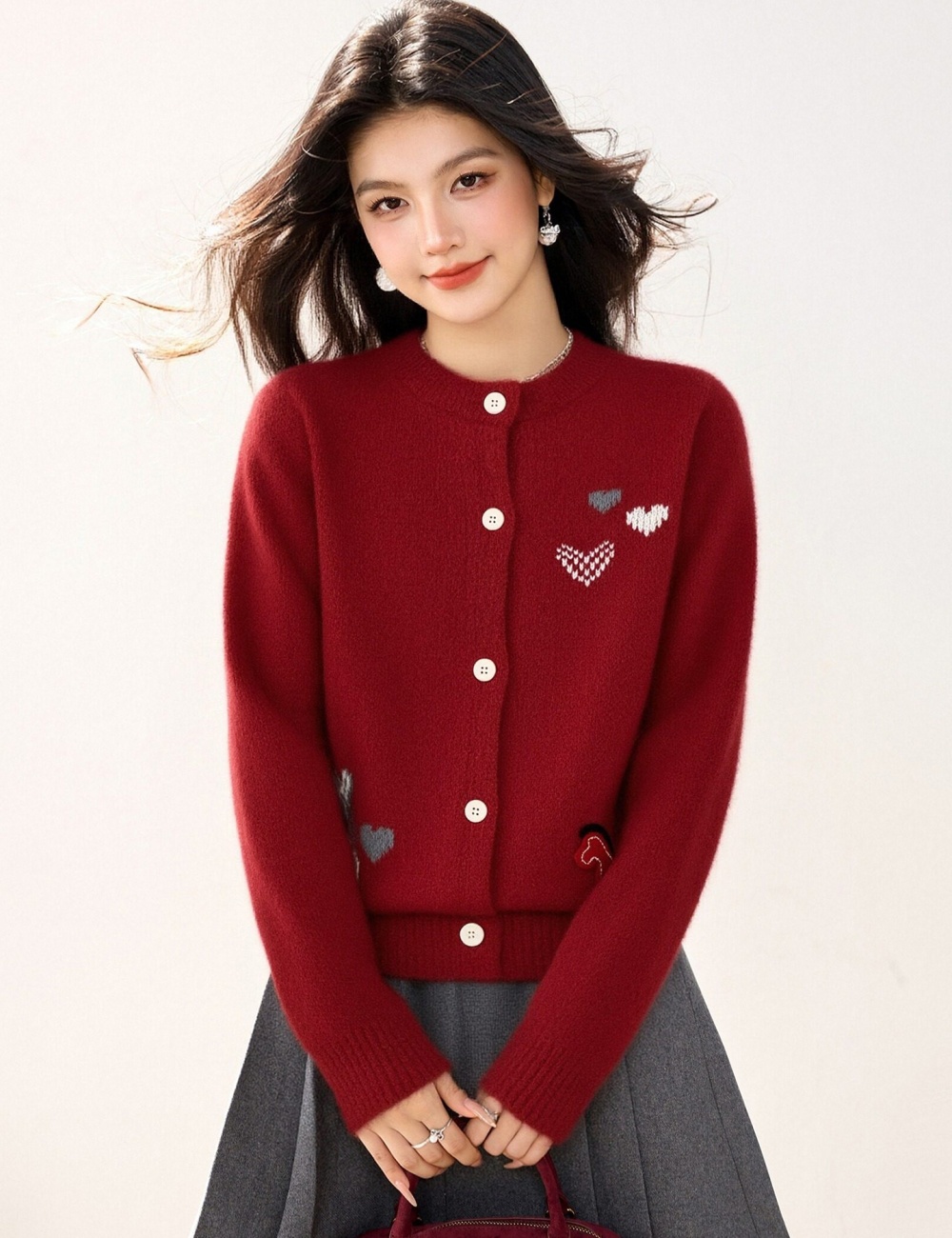 Embroidery knitted tops lazy winter sweater for women