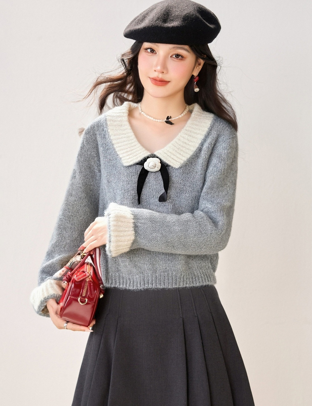 Flowers tender tops slim sweater for women