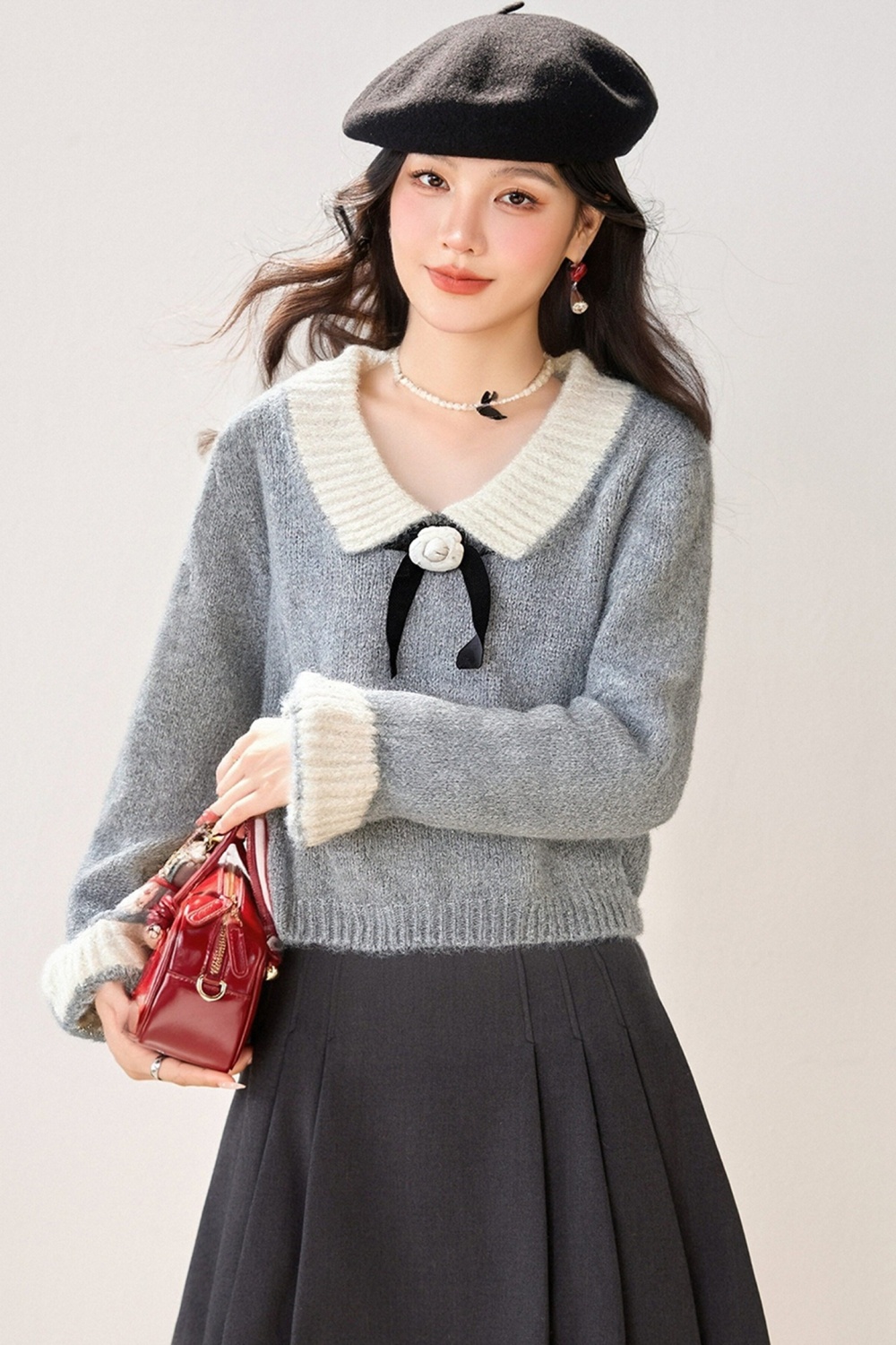 Flowers tender tops slim sweater for women