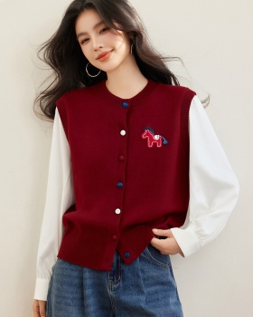 Mixed colors unique shirt Pseudo-two tops for women