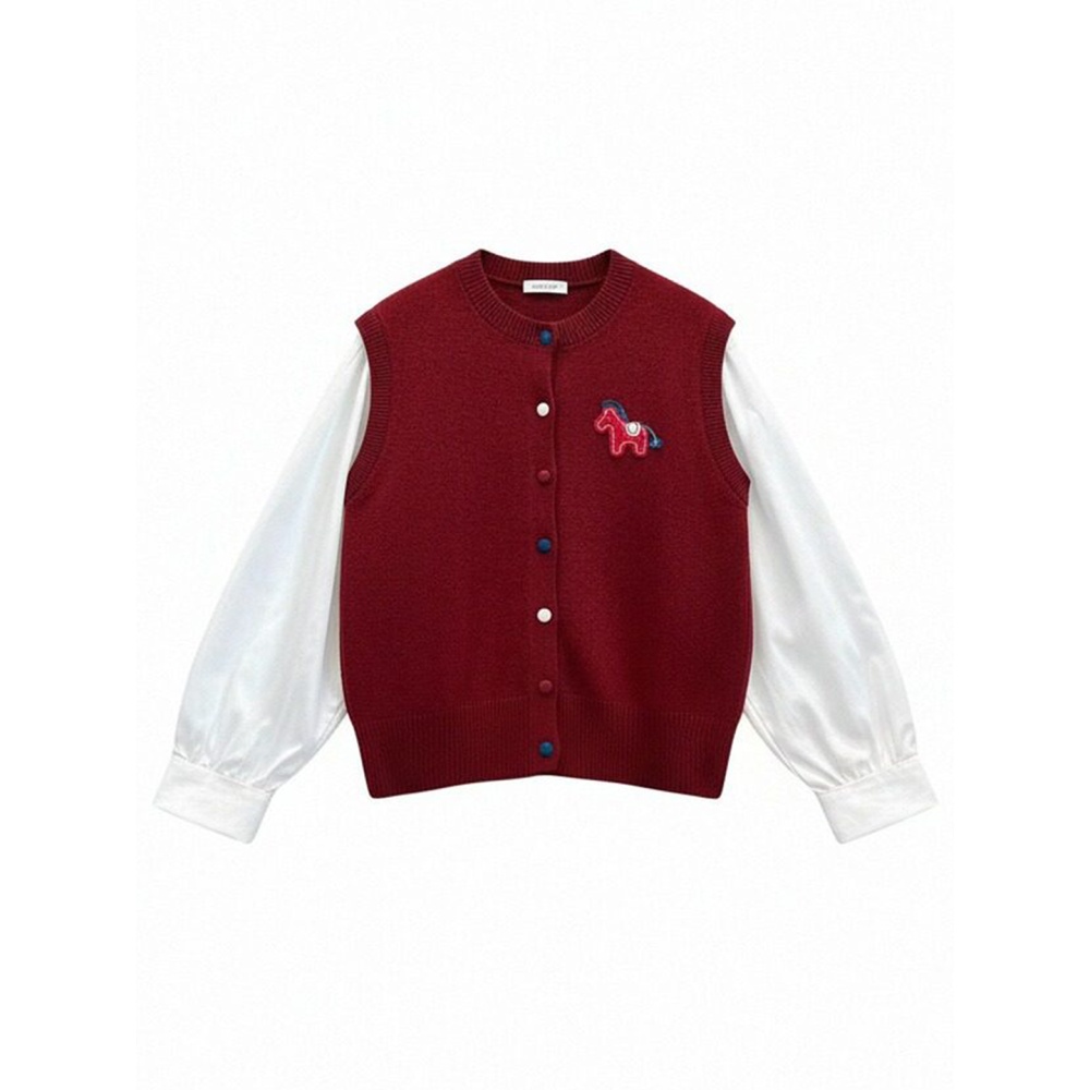 Mixed colors unique shirt Pseudo-two tops for women