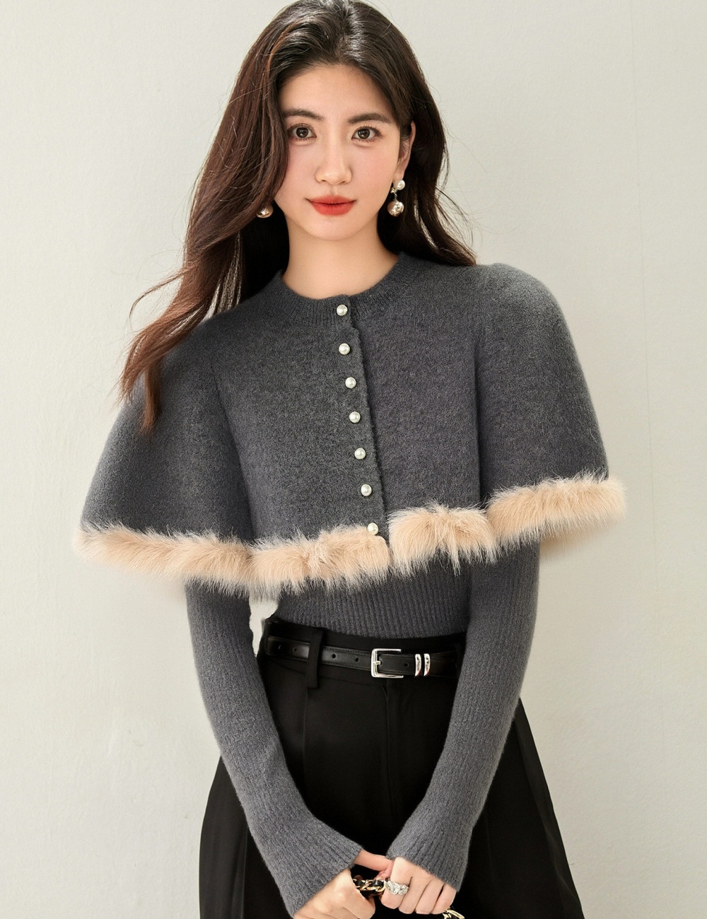 Autumn and winter spring cloak elmo tops a set for women