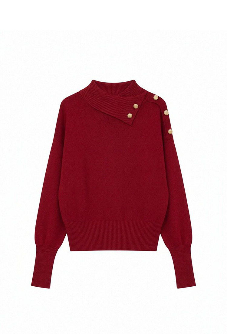 Unique irregular collar Korean style lazy sweater