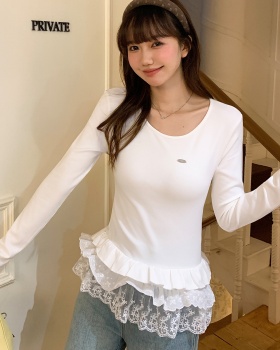 Long sleeve T-shirt white bottoming shirt for women
