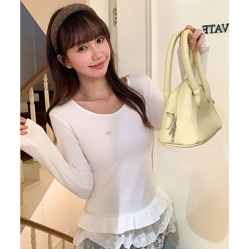 Long sleeve T-shirt white bottoming shirt for women