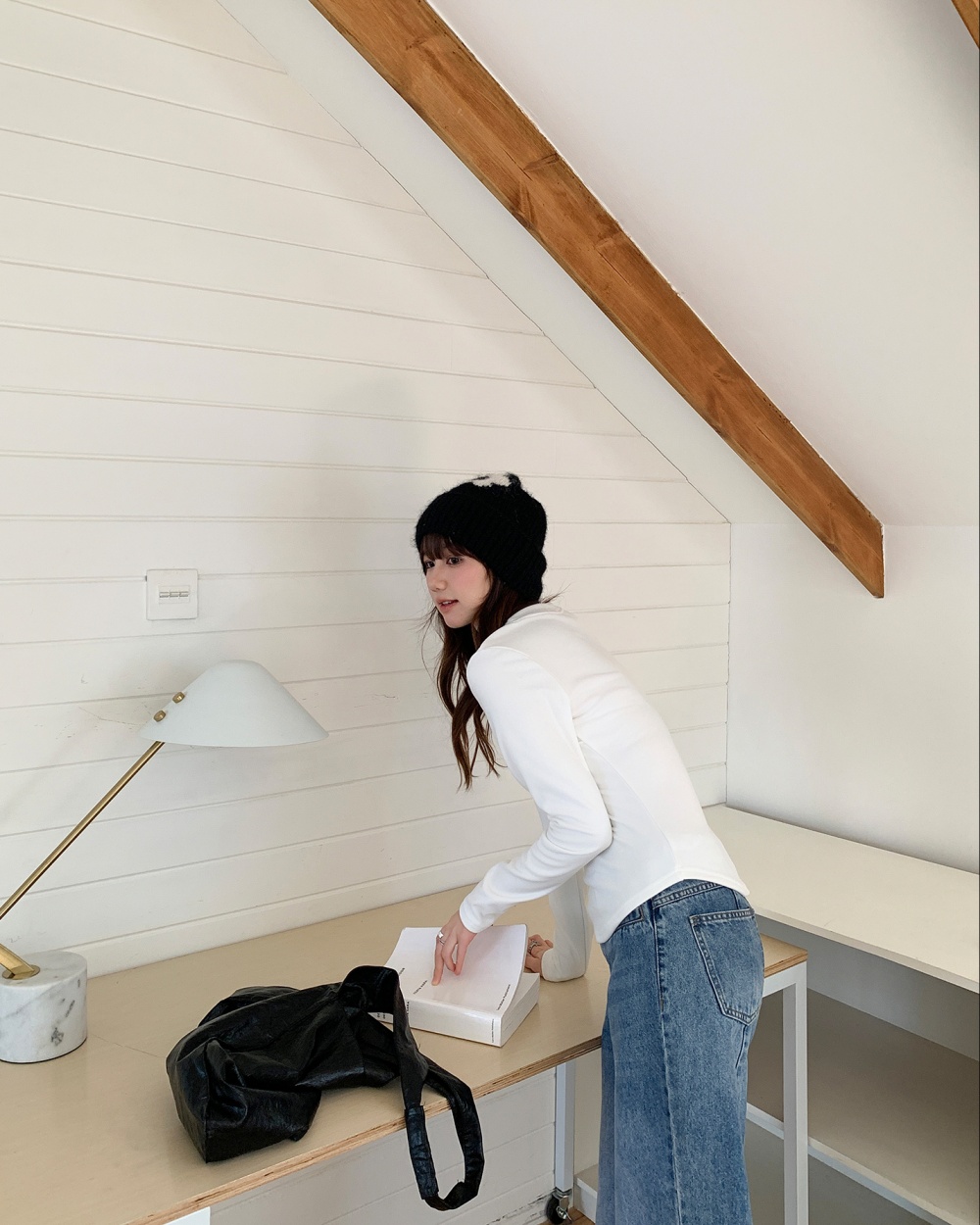 Thick autumn and winter bottoming shirt blue tops for women