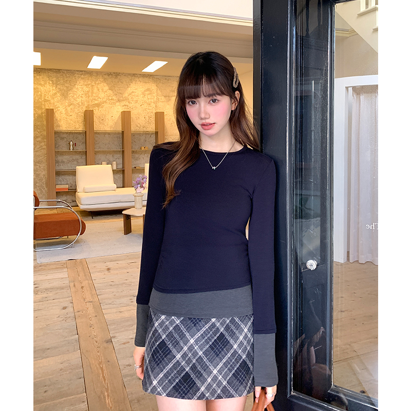 Long sleeve irregular T-shirt Korean style tops