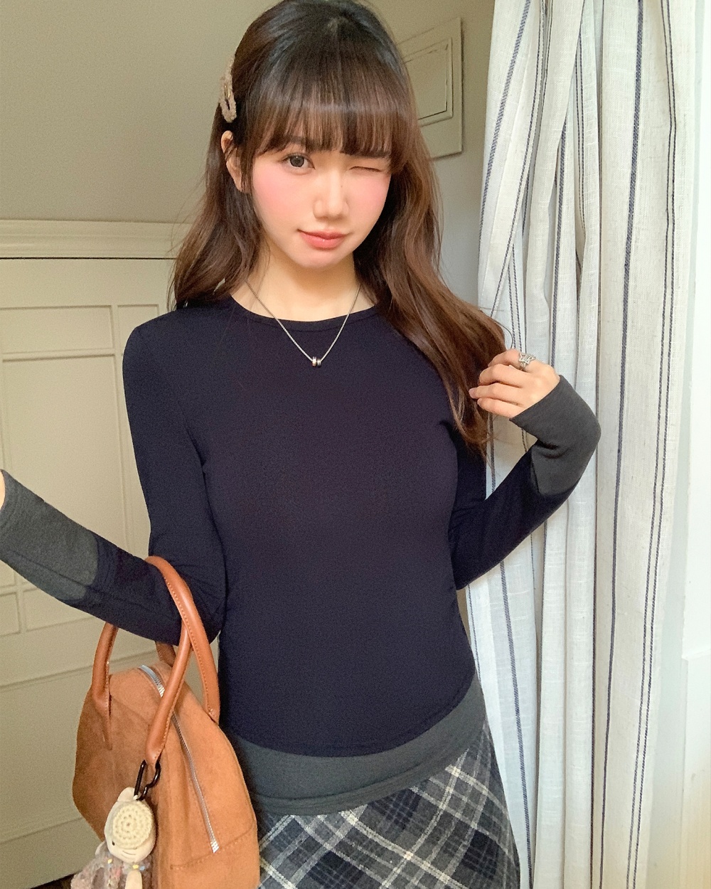 Long sleeve irregular T-shirt Korean style tops