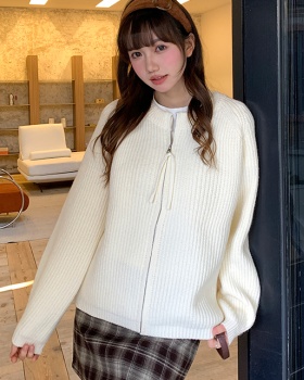 Knitted coat double zip cardigan for women