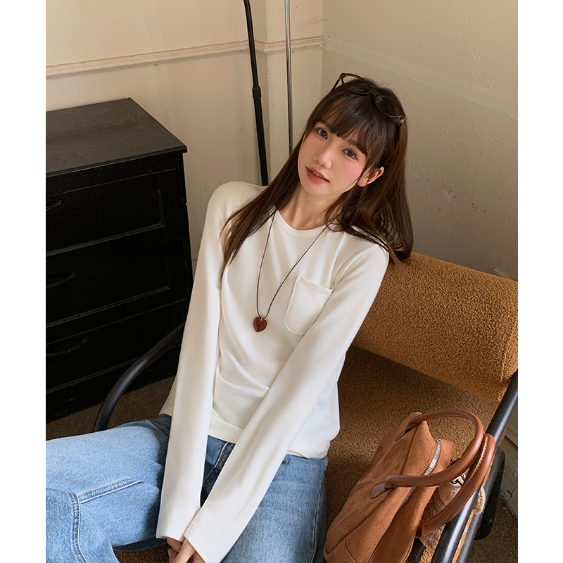 Round neck loose tops plus velvet T-shirt for women