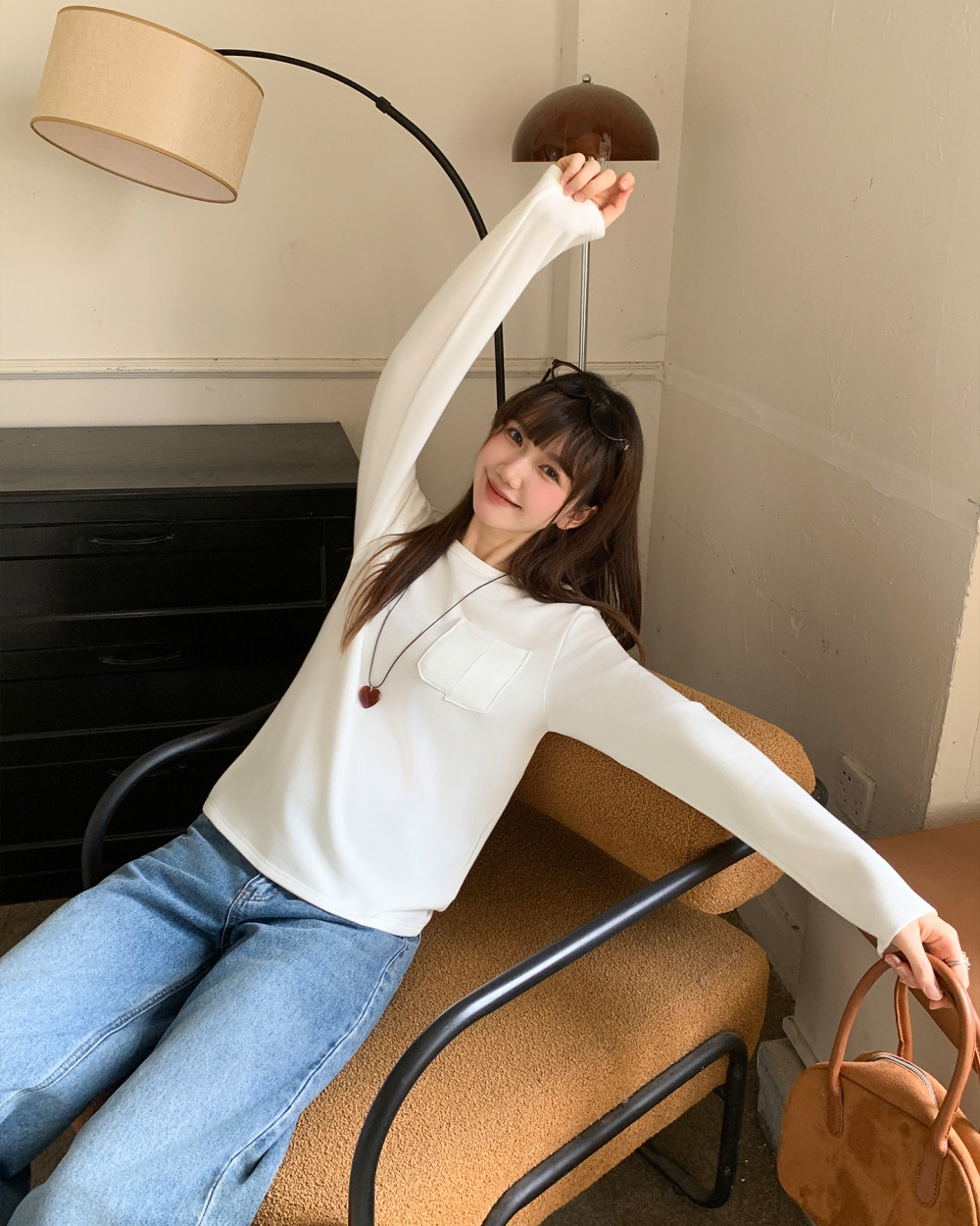 Round neck loose tops plus velvet T-shirt for women