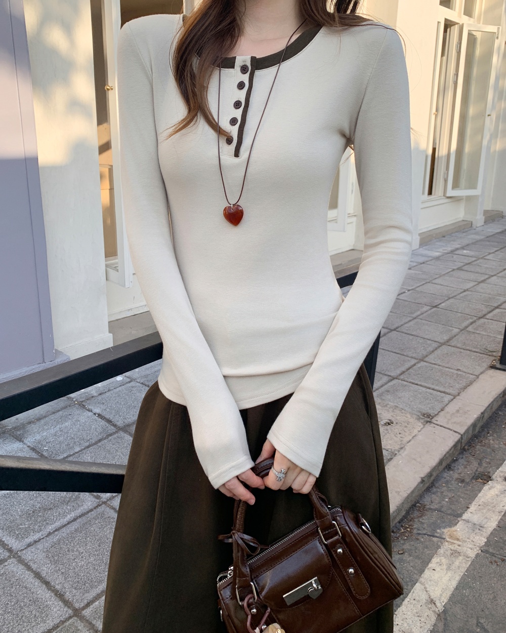 Autumn and winter long sleeve slim T-shirt for women