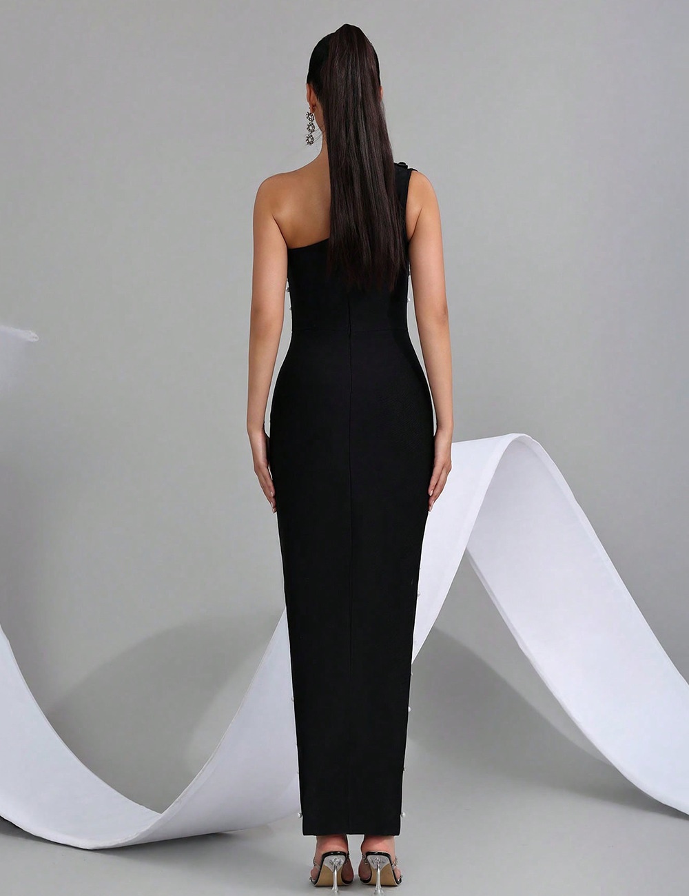 Slim flowers long dress rhinestone party dress