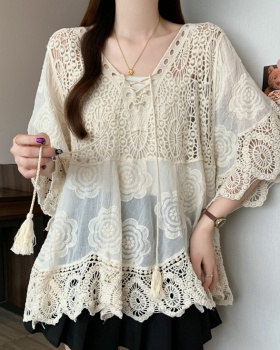 Lace large yard crochet loose Cover belly slim tops