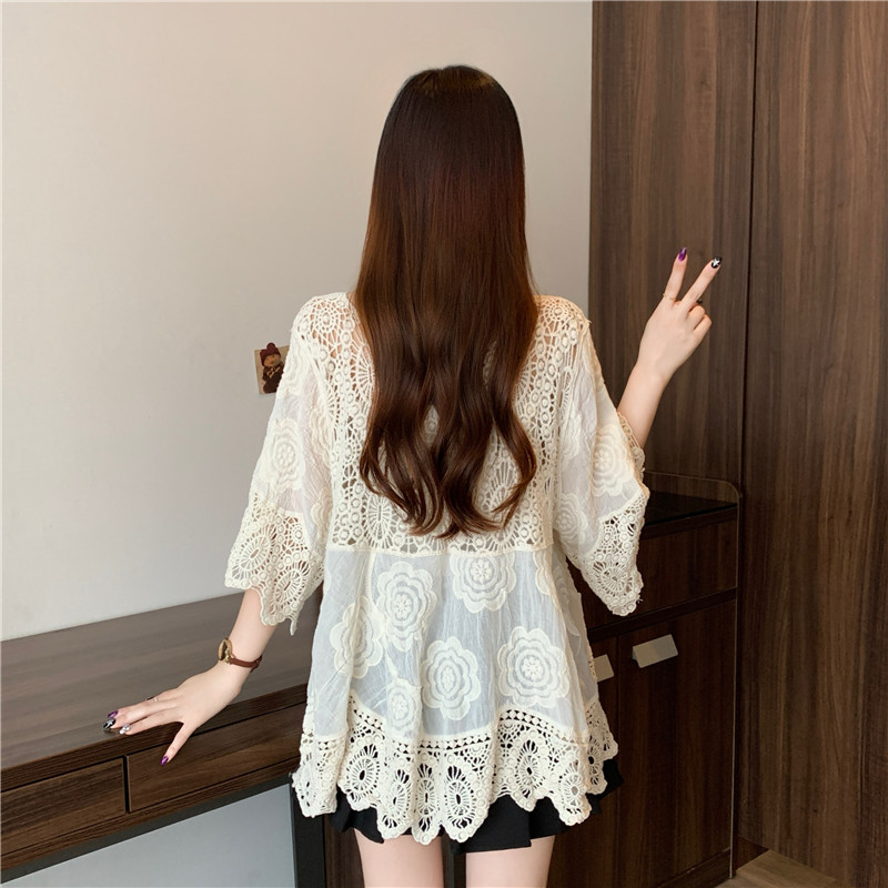 Lace large yard crochet loose Cover belly slim tops