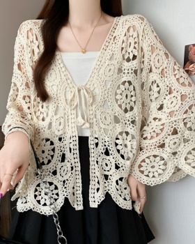 Crochet knitted hollow shawl all-match France style tops