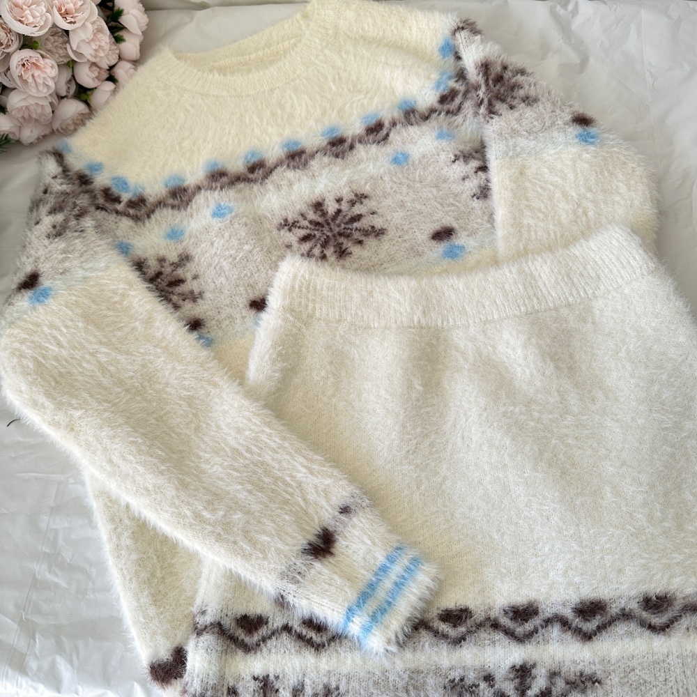 Lazy winter skirt pullover sweater a set for women