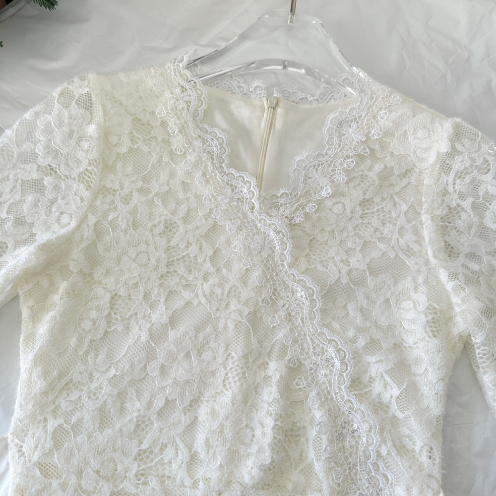 Lace France style long sleeve slim enticement dress