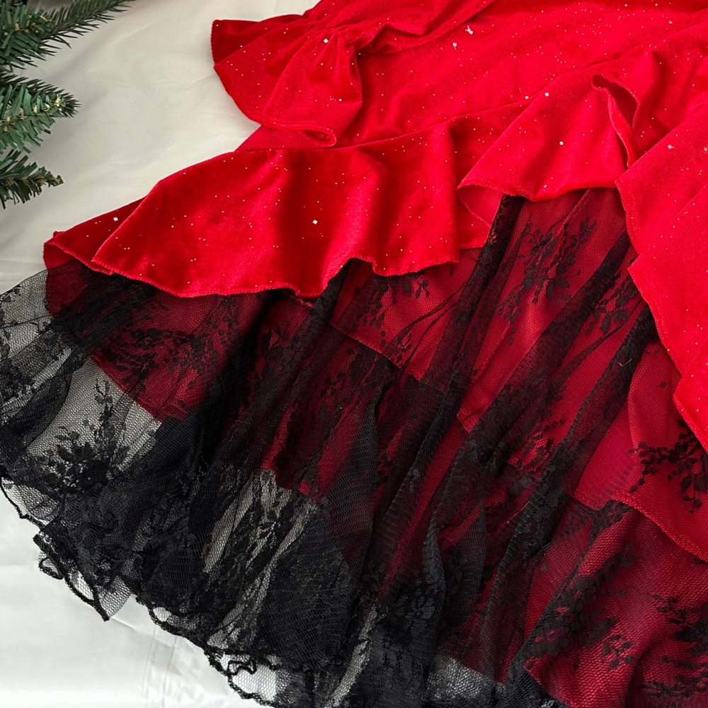 Square collar diamond mermaid flash chip velvet dress