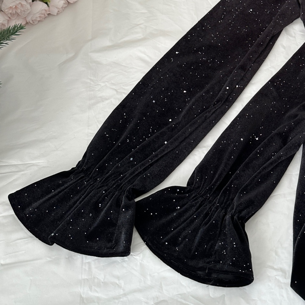 Square collar diamond mermaid flash chip velvet dress