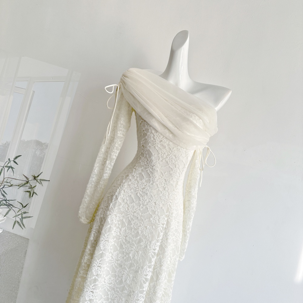 Long sleeve pinched waist plus velvet classic frenum dress