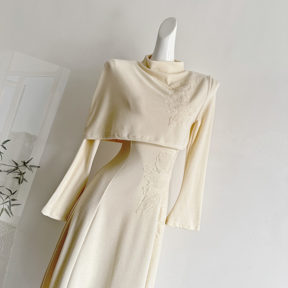 Lace retro maiden butterfly long long sleeve dress