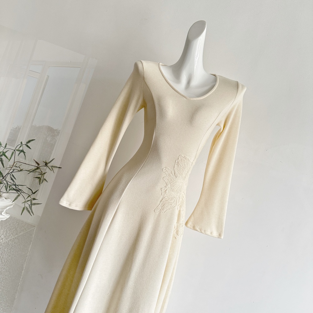 Lace retro maiden butterfly long long sleeve dress