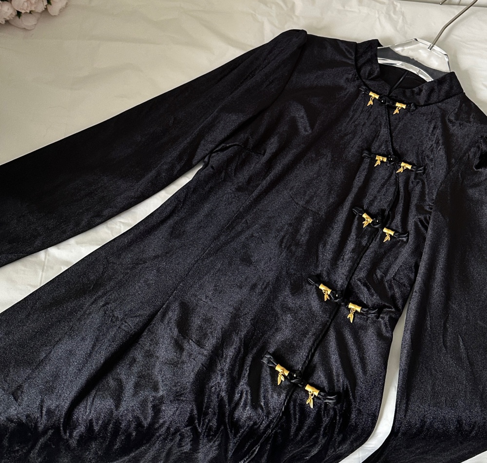 Velvet cstand collar Chinese style dress