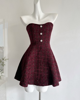 Chanelstyle weave small skirt sling sexy tops