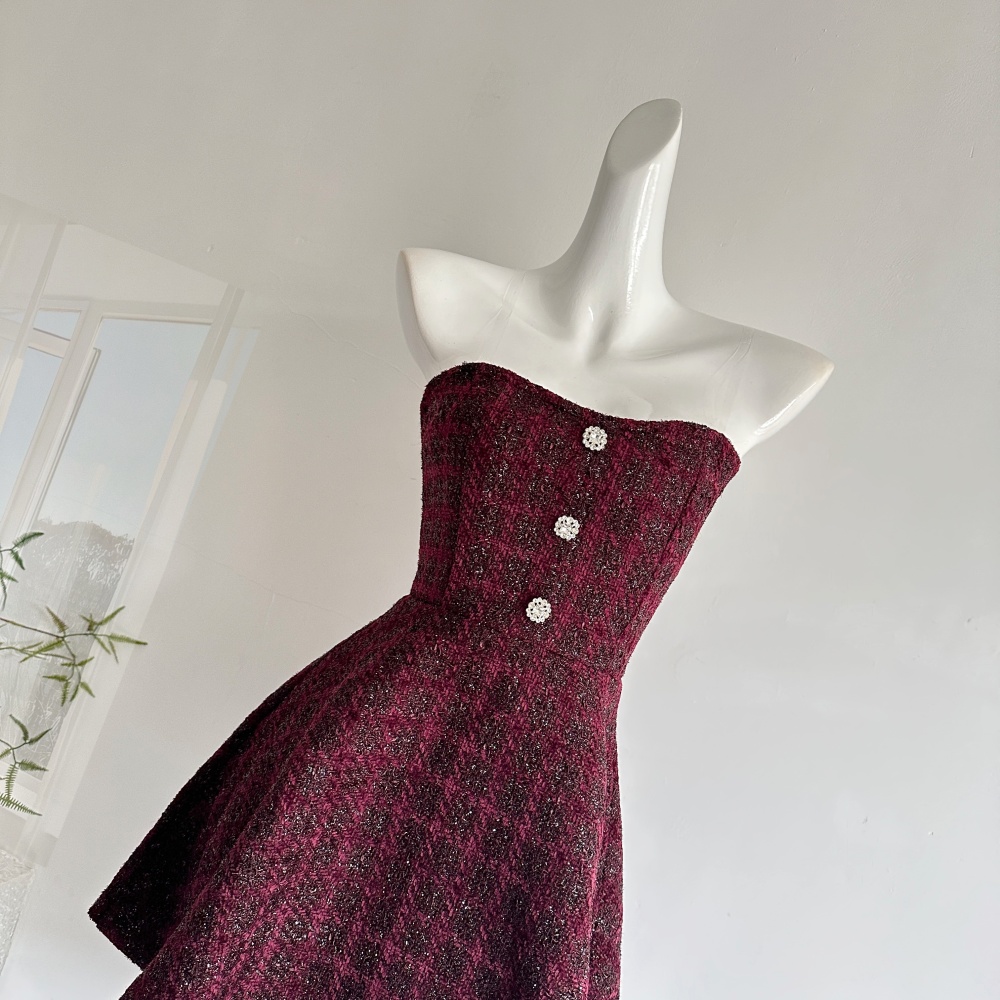 Chanelstyle weave small skirt sling sexy tops