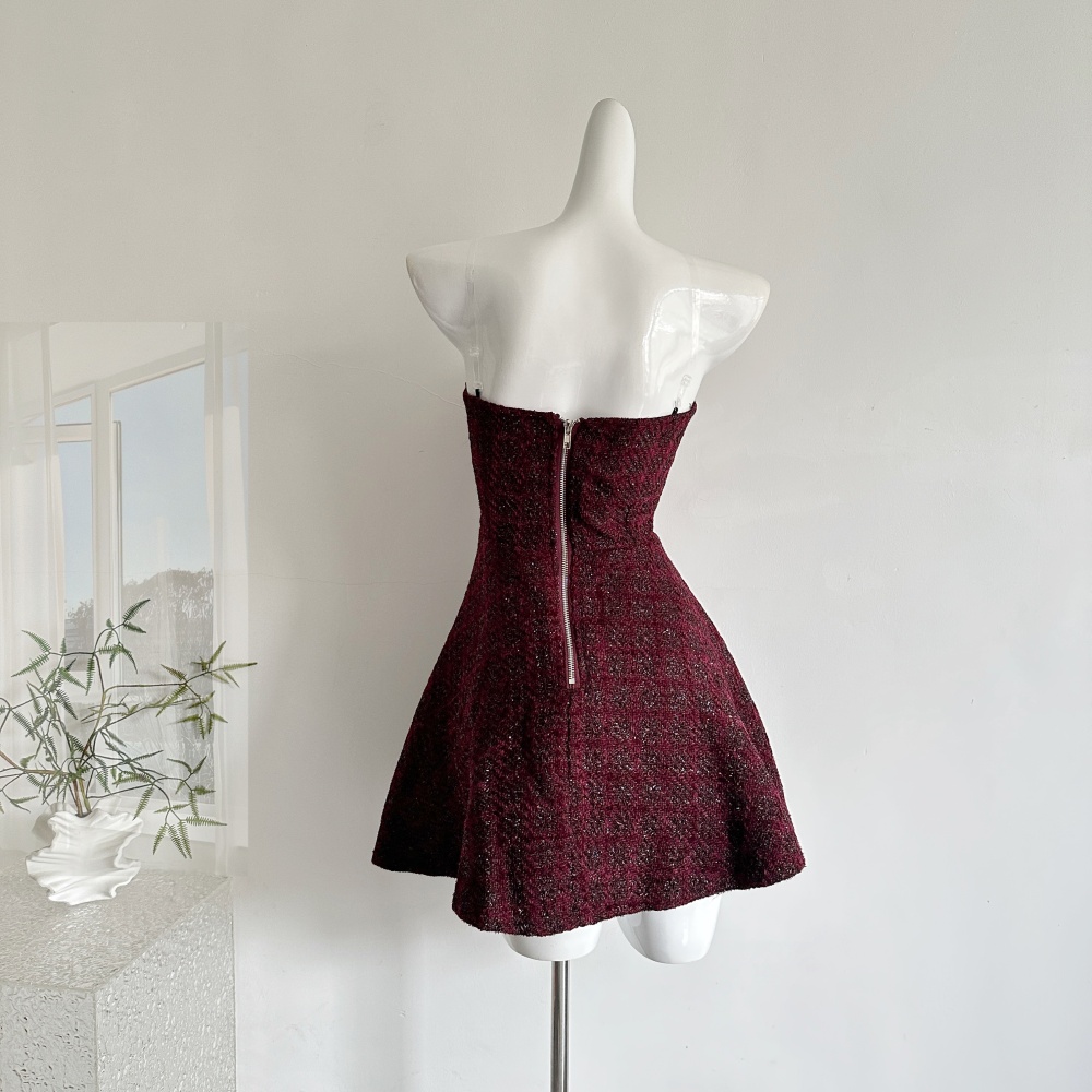 Chanelstyle weave small skirt sling sexy tops