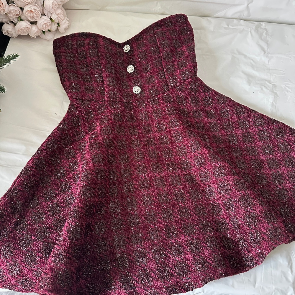 Chanelstyle weave small skirt sling sexy tops